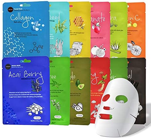 Celavi Essence Facial Sheet Face Mask Variety Set Classic Authentic Korean Moisturizing Skincare (12-Packs) Celavi Cosmetics