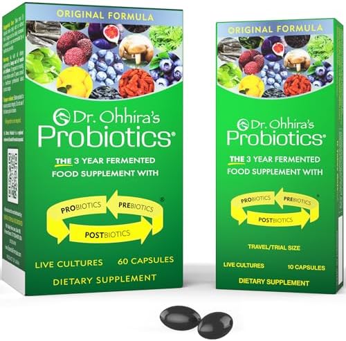 Dr. Ohhira's Probiotics, Original Formula, 60 Caps with Bonus 10 Capsule Travel Pack - 13 Probiotic Strains with Prebiotics and Postbiotics Essential Formulas