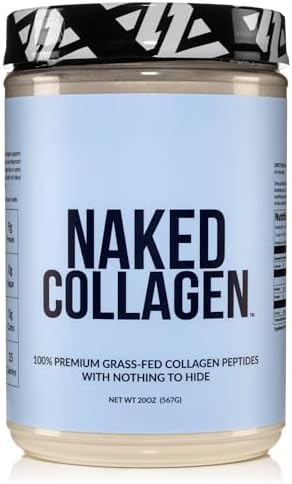 Naked Collagen Peptides Protein Powder (Порошок), 60 Servings (Порции), Pasture-Raised, Unflavored (Без вкуса) Grass-Fed Hydrolyzed Collagen Supplement, Paleo Friendly, Non-GMO, Keto, Gluten Free, 20oz Naked Nutrition