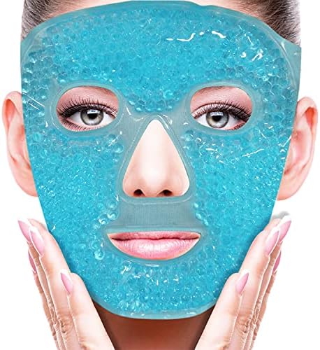 Cold Face Eye Mask Ice Pack Reduce Face Puff, Dark Circles, Gel (Гель) Beads Hot Heat Cold Compress Pack, Face SPA for Woman Sleeping, Pressure, Headaches, Skin Care, Post Laser Care[Blue] Znöcuetöd