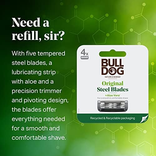 Bulldog Mens Skincare and Grooming Original Razor Blades Refills for Men, 8 Count Bulldog