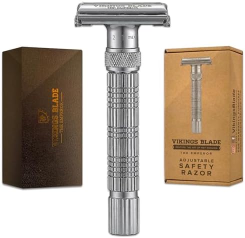 VIKINGS BLADE Adjustable Double Edge Safety Razor + Luxury Case. Smooth, Reusable, Eco-Friendly (The Emperor “Augustus”) Vikings Blade