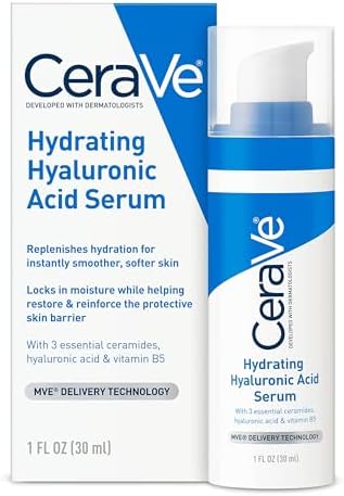 Cerave Hyaluronic Acid Serum for Face with Vitamin B5 and Ceramides | Hydrating Face Serum for Dry Skin | Fragrance Free | 1 Ounce CeraVe