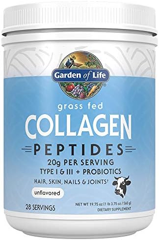 Garden of Life Grass Fed Collagen Peptides Powder (Порошок) Unflavored (Без вкуса) Collagen Powder for Women Men Hair Skin Nails Joints, Hydrolyzed Collagen Protein Supplements, Collagen for Women & Men, 14 Servings (Порции) Garden of Life