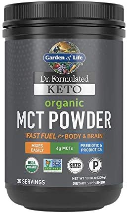 Garden of Life Dr. Formulated Keto Organic MCT Powder (Порошок) - 30 Servings (Порции), 6g MCTs from Coconuts Plus Prebiotic Fiber & Probiotics, Certified Organic, Non-GMO, Vegan, Gluten Free, Ketogenic & Paleo Garden of Life