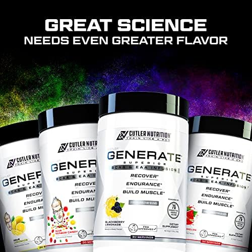 Generate EAA and BCAA Powder (Порошок): Best Post Workout Recovery Drink and Branched Chain Amino Acids Supplement with Essential Amino Acids, 5g BCAAs, 2g EAAs | BlackBerry Lemonade, 30 Servings (Порции) Cutler Nutrition