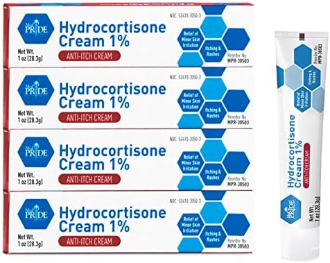 MED PRIDE Hydrocortisone Cream 1%| Pack of 4, 1 Oz Tubes | Anti-Itch Topical Ointment for Redness, Swelling, Itching, Rash & Dermatitis, Bug/ Mosquito Bites, Eczema & Hemorrhoids, First Aid Essential MED PRIDE