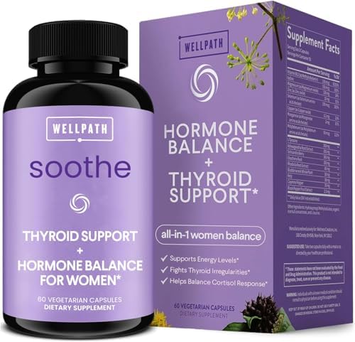 WellPath Soothe Hormone Balance for Women + Cortisol Supplement | Thyroid Support for Women | Mood Support & Metabolism Booster | Adrenal Support | Rhodiola, Selenium, Iodine, Kelp | Adaptogens, 60 ct WellPath