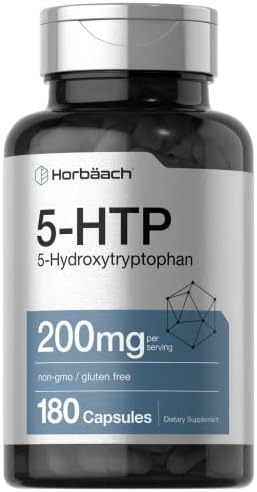 Horbäach 5HTP 200mg Capsules | 180 Count | Griffonia Simplicifolia | 5HTP Extra Strength Supplement | Non-GMO, Gluten Free | 5 Hydroxytryptophan Horbäach