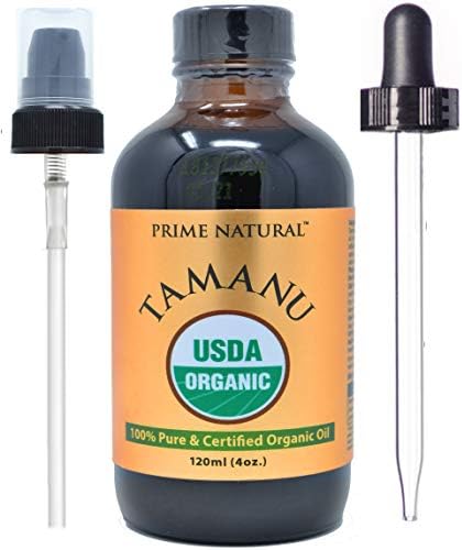 Prime Natural Organic Tamanu Oil - USDA Certified, 100% Pure, Cold Pressed, Unrefined, Virgin (4oz / 120ml) for Face, Hair & Skin Care - Natural Moisturizer PRIME NATURAL