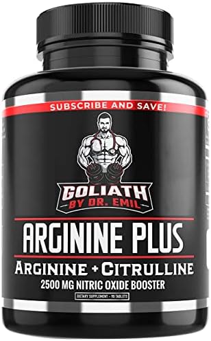 Dr. Emil's ARGININE Plus - L Arginine + L Citrulline - 2500 MG High Dose NO Booster Tablets (Таблетки) - Nitric Oxide Supplement for Vascularity and Heart Health (Arginine AAKG and Citrulline Malate 2:1) Dr. Emil Nutrition