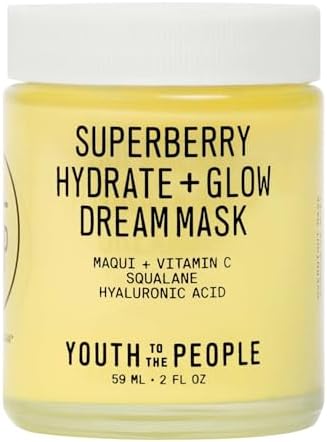 Youth To The People Superberry Glow Dream Mask - Brightening Overnight Face Mask + Hyaluronic Acid Night Moisturizer with Vitamin C & Squalane Oil for Even Skin Tone - Clean, Vegan Skincare Youth To The People