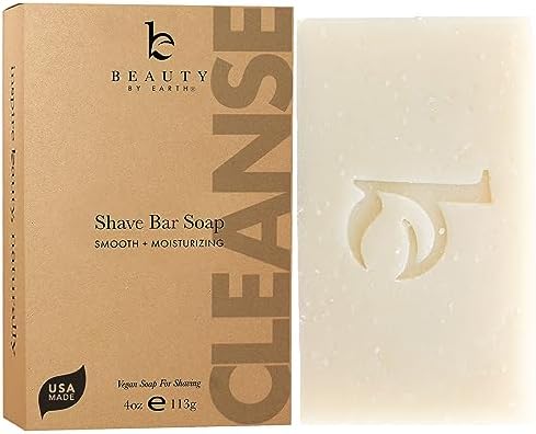 Beauty by Earth Organic Bar Soap for Shaving, Shea Butter Soap, Natural Soap, Organic Soap Bar, Soap for Face, Foamy Lathering Vegan Soap Works As Shaving Cream (Крем), Organic Soap with Shea Butter Beauty By Earth