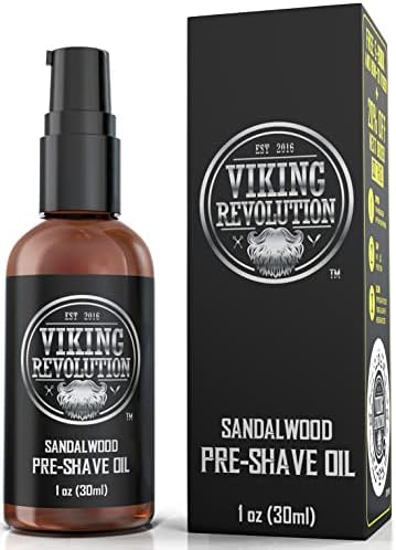 Viking Revolution Pre Shave Oil for Men, Sandalwood, 1.0 Fl Oz, All-Natural Ingredients, Paraben Free, For Smoothest, Irritation Free Shave Viking Revolution