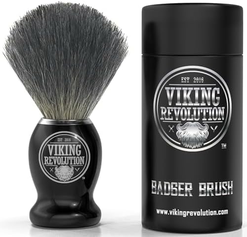 Viking Revolution Badger Hair Shaving Brush- Shave Brush for Wet Shave Using Shaving Cream & Soap- Best Shave of Your Life for Safety Razor, Double Edge Razor, Straight Razor or Shaving Razor Viking Revolution