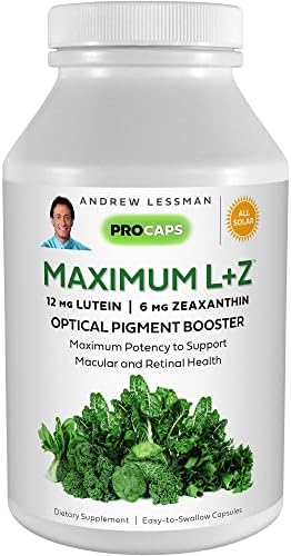 ANDREW LESSMAN Maximum L+Z 30 Softgels (Мягкие капсулы) - 12mg Lutein, 6mg Zeaxanthin, Key Nutrients to Support Eye and Brain Health, and Promote Healthy Vision. No Additives. Easy to Swallow Softgels ANDREW LESSMAN