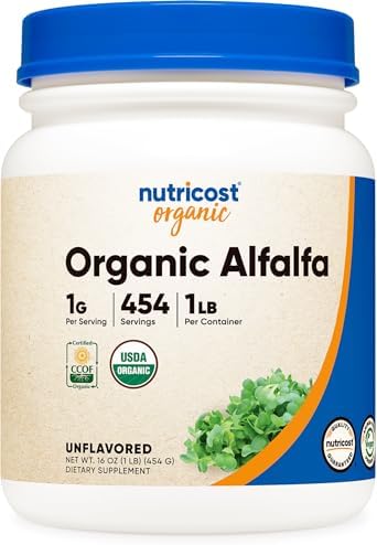 Nutricost Organic Alfalfa Powder (Порошок) 1LB - USDA Certified 100% Organic, Vegetarian, Non-GMO, Gluten Free Nutricost