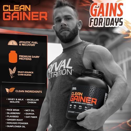 Rivalus Clean Gainer - Soft Serve Vanilla 10 Pound - Delicious Lean Mass Gainer with Premium Dairy Proteins, Complex Carbohydrates, and Quality Lipids, No Banned Substances, Made in USA RIVAL NUTRITION