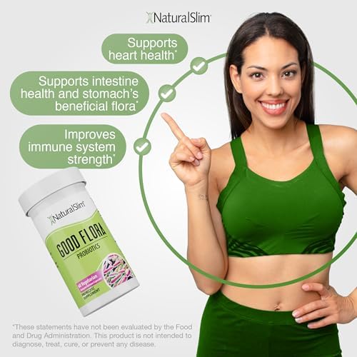 NaturalSlim Good Flora – Probiotics for Digestive Health, Intestinal Flora and Immune Support with Lactobacillus Acidophilus Probiotic | 7 Powerful Probiotic Strains | Gluten Free - 60 Capsules (Капсулы) NaturalSlim