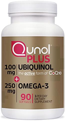 Qunol Plus Ubiquinol with Omega-3 Fish Oil - Antioxidant Supplement for Heart Health and Energy Production, Active Form of CoQ10, 90 Count Qunol