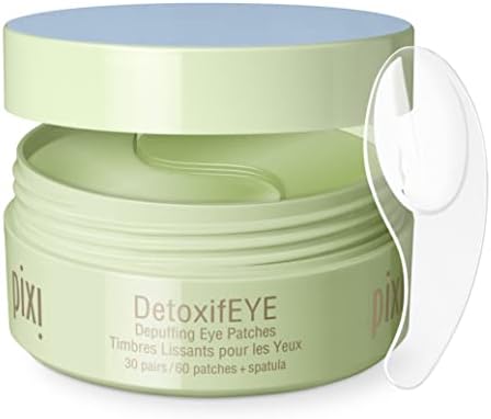 Pixi DetoxifEYE Depuffing Hydrogel Under-Eye Patches, Cucumber, Gold & Caffeine Eye Patches For Under Eyes, Hydrate Eye Area, 30 pairs, 60 Patches Pixi