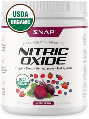 Snap Supplements USDA Organic Beet Root Powder (Порошок), 3-in-1 Nitric Oxide Supplement, Support Healthy Blood Circulation, 250g (Apple) Snap Supplements