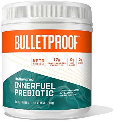 Bulletproof Unflavored (Без вкуса) Innerfuel Prebiotic Fiber Powder (Порошок) Packets (Пакеты ), 14 Count, Supplement for Gut Health, Digestive Health and Immune Support, Plant Sourced Prebiotics BulletProof