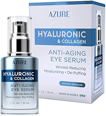 AZURE Hemp & Collagen Nourishing Eye Serum - Moisturizing, Firming & Toning | Reduces Wrinkles, Fine Lines & Under Eye Bags | Restores Tired, Dehydrated Skin | Made in Korea - 30mL / 1 fl.oz (Унции). Azure Cosmetics