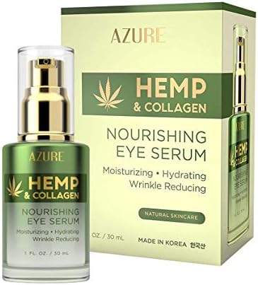 AZURE Hemp & Collagen Nourishing Eye Serum - Moisturizing, Firming & Toning | Reduces Wrinkles, Fine Lines & Under Eye Bags | Restores Tired, Dehydrated Skin | Made in Korea - 30mL / 1 fl.oz (Унции). Azure Cosmetics