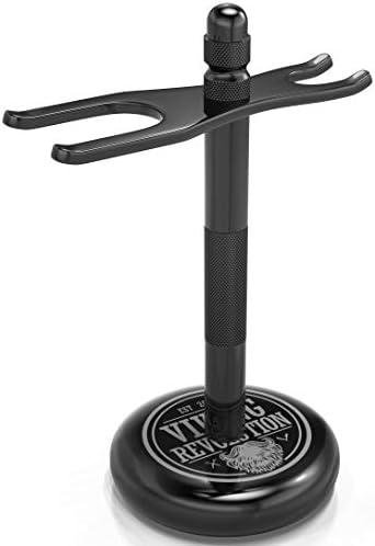 Viking Revolution Black Safety Razor Stand - Razor Holder and Shaving Brush Stand to Prolong the Life of Your Razor - Weighted Bottom for Extra Stability Viking Revolution