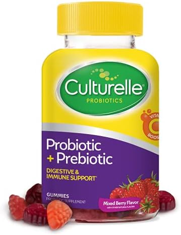 Culturelle Daily Probiotic Gummies (Жевательные конфеты) for Women & Men, Berry Flavor, 52 Count, Naturally-Sourced Daily Probiotic + Prebiotic for Digestive Health, Non-GMO & Vegan Culturelle