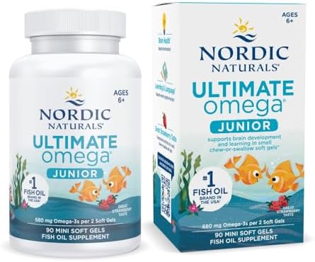 Мини-Гели Ultimate Omega Jr. с Омега-3 680 мг EPA и DHA - Для Здоровья Мозга, 120 штук Nordic Naturals