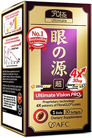 AFC Japan Ultimate Vision PRO - Eye Formula with FloraGLO Lutein 4X, Zeaxanthin, Bilberry Extract & Astaxanthin for Age-Related Eye Problem, Blurry & Poor Vision, Dry Eye, Macular Health, 30 Count AFC