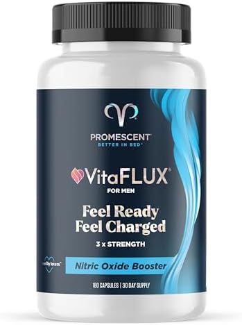 Promescent VitaFLUX Nitric Oxide Supplement, L Arginine l Quality Citrulline Supplements for Men, Supports Healthy Blood Flow, Nitric Oxide Booster Arginine Supplement, 180 Capsules Promescent