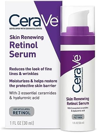 CeraVe Anti Aging Retinol Serum | Cream Serum for Smoothing Fine Lines and Skin Brightening | With Retinol, Hyaluronic Acid, Niacinamide, and Ceramides | 1 Ounce CeraVe