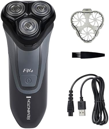 Remington R4 Style Series Rotary Shaver for Men, Flexing Technology and Sensitive Skin Comfort, Waterproof Rechargeable Wet or Dry Electric Shaver with Pop Up Trimmer and Stubble Attachment Remington