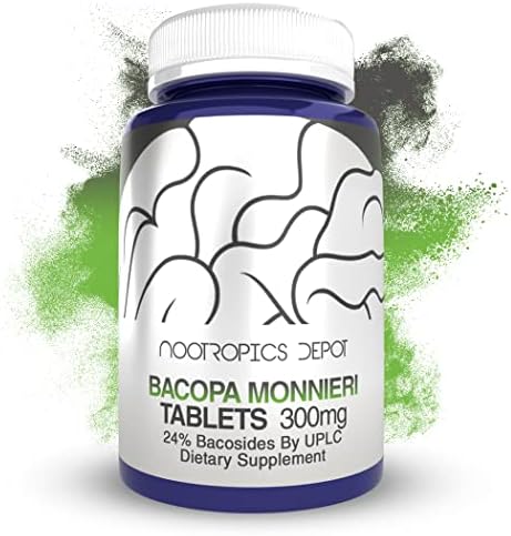 Bacopa monnieri Extract Tablets | 120 Count | Minimum 24% Bacosides | May Help Support Cognitive Function | May Help Support Stress Management Nootropics Depot