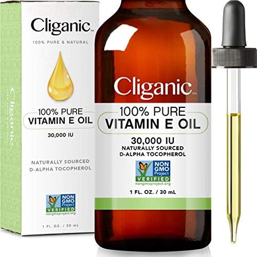 Cliganic 100% Pure Vitamin E Oil for Skin, Hair & Face - 30,000 IU, Non-GMO Verified | Natural D-Alpha Tocopherol Cliganic