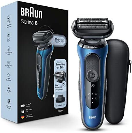 Braun Electric Razor for Men, Series 6 6020s SensoFlex Electric Foil Shaver with Precision Beard Trimmer, Rechargeable, Wet & Dry Foil Shaver with Travel Case Braun