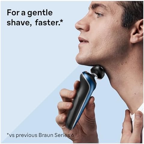 Braun Electric Shaver for Men, Series 6 6172cc, Wet & Dry Shave, Turbo & Gentle Shaving Modes, Foil Shaver, Blue Braun