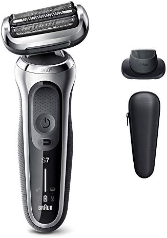 Braun Series 7 7020s Flex Electric Razor for Men with Precision Trimmer, Wet & Dry, Rechargeable, Cordless Foil Shaver, Silver Braun