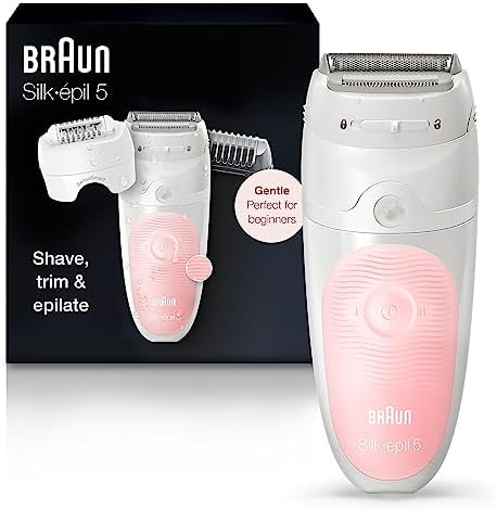 Braun Epilator Silk-épil 5 5-620, Hair Removal Device, Epilator for Women, Shaver & Trimmer, Cordless, Rechargeable, Wet & Dry, 6 Piece Set Braun