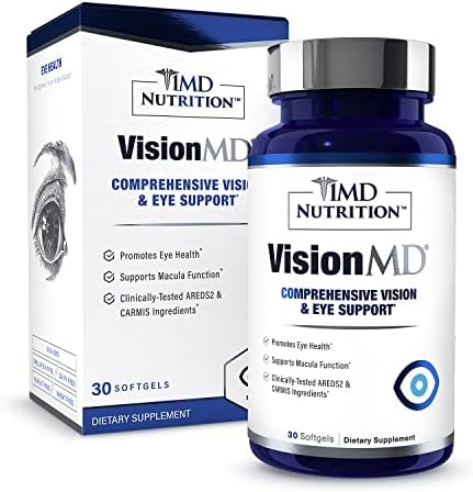 1MD Nutrition VisionMD Eye Vitamin CARMIS - Eye Supplement for Adults - with OptiLut Lutein & Zeaxanthin - Supports Vision Health Care, Everyday Eye Strain, & Occasional Dry Eye - 30 Softgels (Мягкие капсулы) 1MD Nutrition