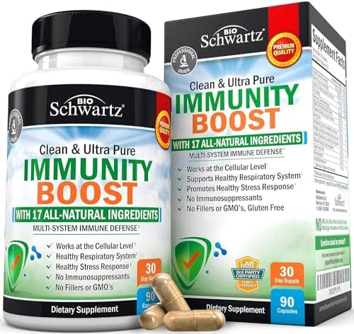 Immune Support Supplement with Vitamin C 1000mg Zinc Elderberry Extract Ginger Root Beta Carotenes, Immunity Boost for Adults, Natural Immune Defense Antioxidant Vitamins by BioSchwartz, 90 Capsules (Капсулы) BioSchwartz