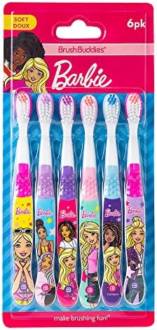 Brush Buddies 6 Pack Barbie Toothbrushes for Kids, Children's Toothbrushes, Soft Bristle Toothbrushes for Kids Brush Buddies