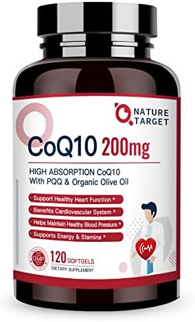 NATURE TARGET CoQ10-200mg-Softgels (Мягкие капсулы) + PQQ with Organic-Olive-Oil - High Absorption-Coenzyme-Q10 - Antioxidant-for-Heart-Health and Immune Support, Energy Production, 120 Servings (Порции) NATURE TARGET