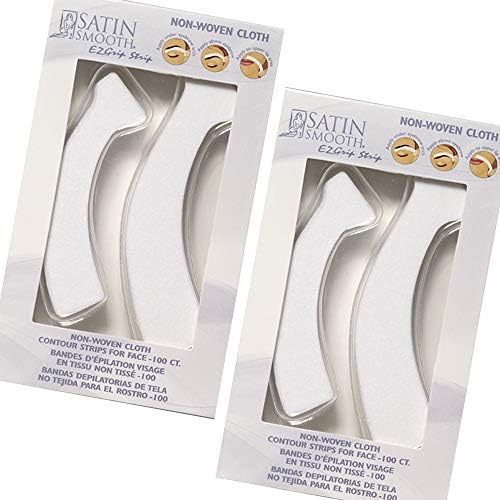 Satin Smooth EZ Grip Non-Woven Contour Facial Waxing Strips | Ideal Face Hair Removal Strips for Eyebrows, Hairline & Upper lip |100 ct x 2 packs SATIN SMOOTH