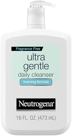 Neutrogena Ultra Gentle Daily Face Wash for Sensitive Skin, Oil-Free, Soap-Free, Hypoallergenic & Non-Comedogenic Foaming Facial Cleanser, 12 fl. oz, Pack of 3. Neutrogena