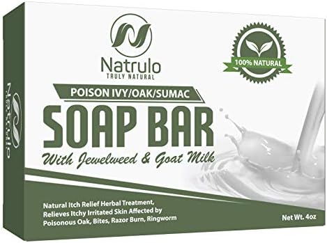 Poison Ivy Soap Bar with Jewelweed - Soothing, Healing Natural Itch Relief Herbal Treatment Home Remedy - Relieves Itchy Irritated Skin Affected by Poison Ivy/Oak/Sumac, Bites, Razor Burn, Ringworm Natrulo