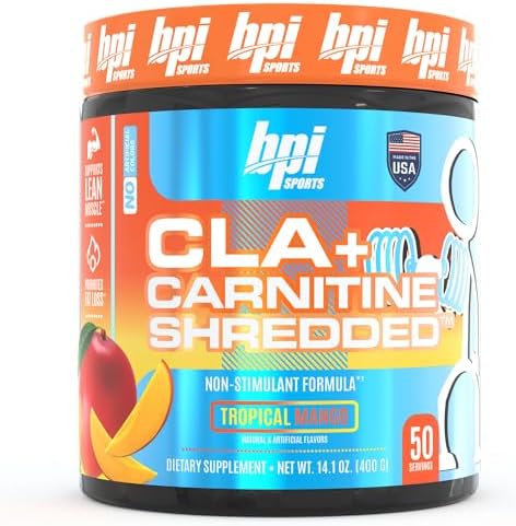 BPI Sports CLA + Carnitine Shredded Supports Lean Muscle & Promotes Fat Loss - Tropical Mango (14.1 oz (Унции). / 50 Servings (Порции)) BPI Sports